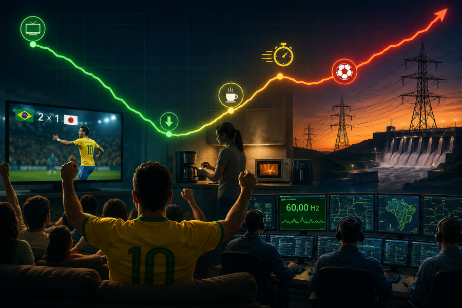 Quando o Brasil para para assistir ao jogo, a rede elétrica entra em campo