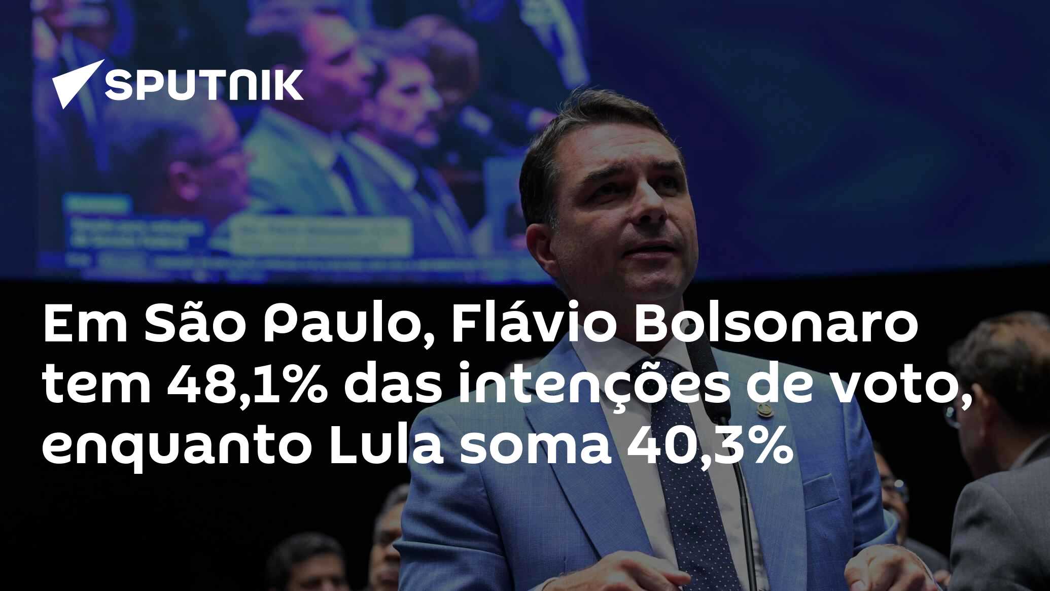 Em São Paulo, Flávio Bolsonaro tem 48,1% das intenções de voto, enquanto Lula soma 40,3%