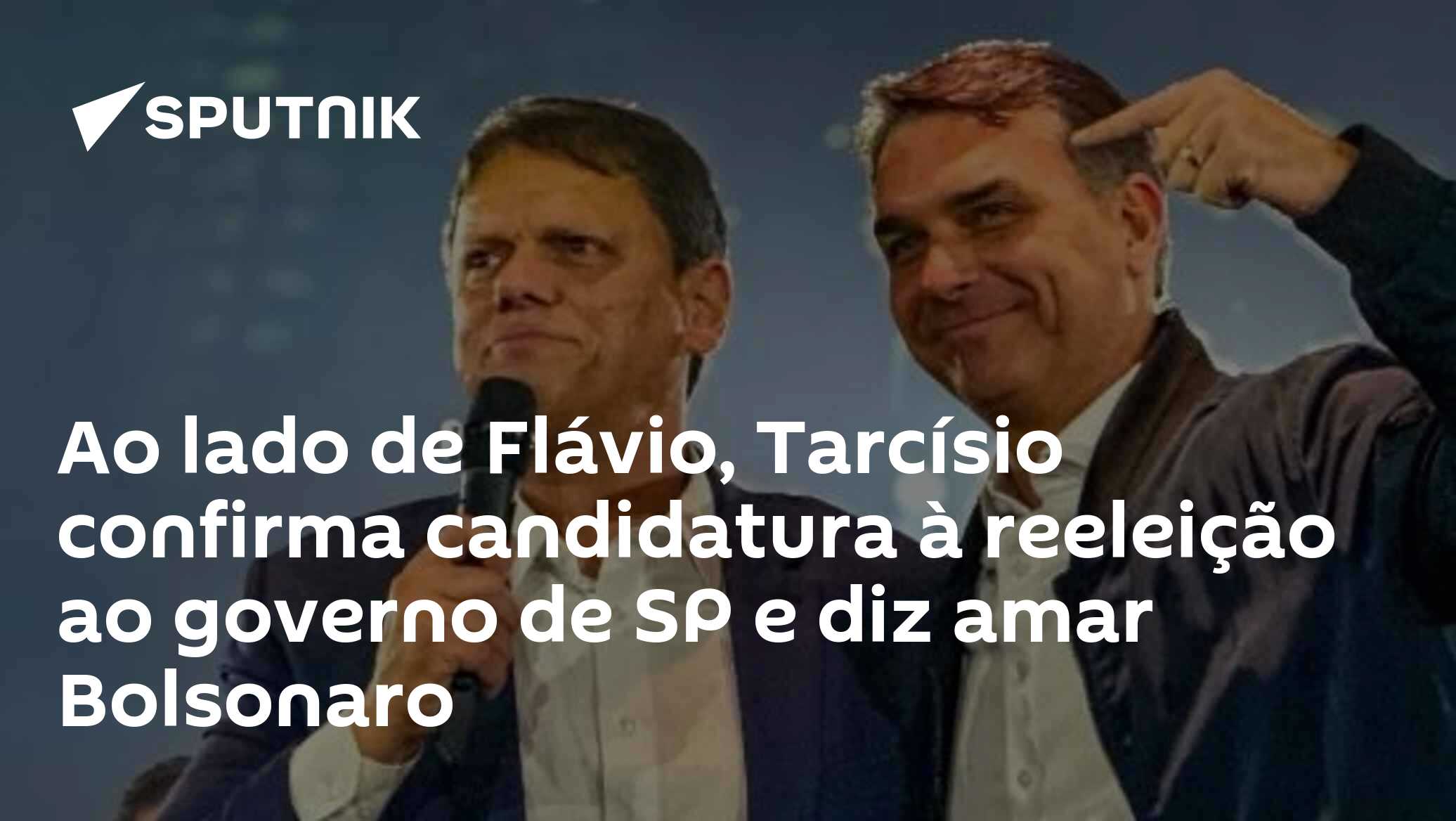 Ao lado de Flávio, Tarcísio confirma candidatura à reeleição ao governo de SP e diz amar Bolsonaro