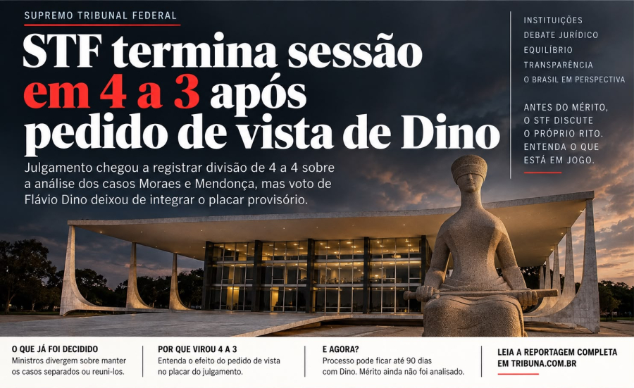 STF termina sessão em 4 a 3 após pedido de vista de Dino, entenda o que aconteceu