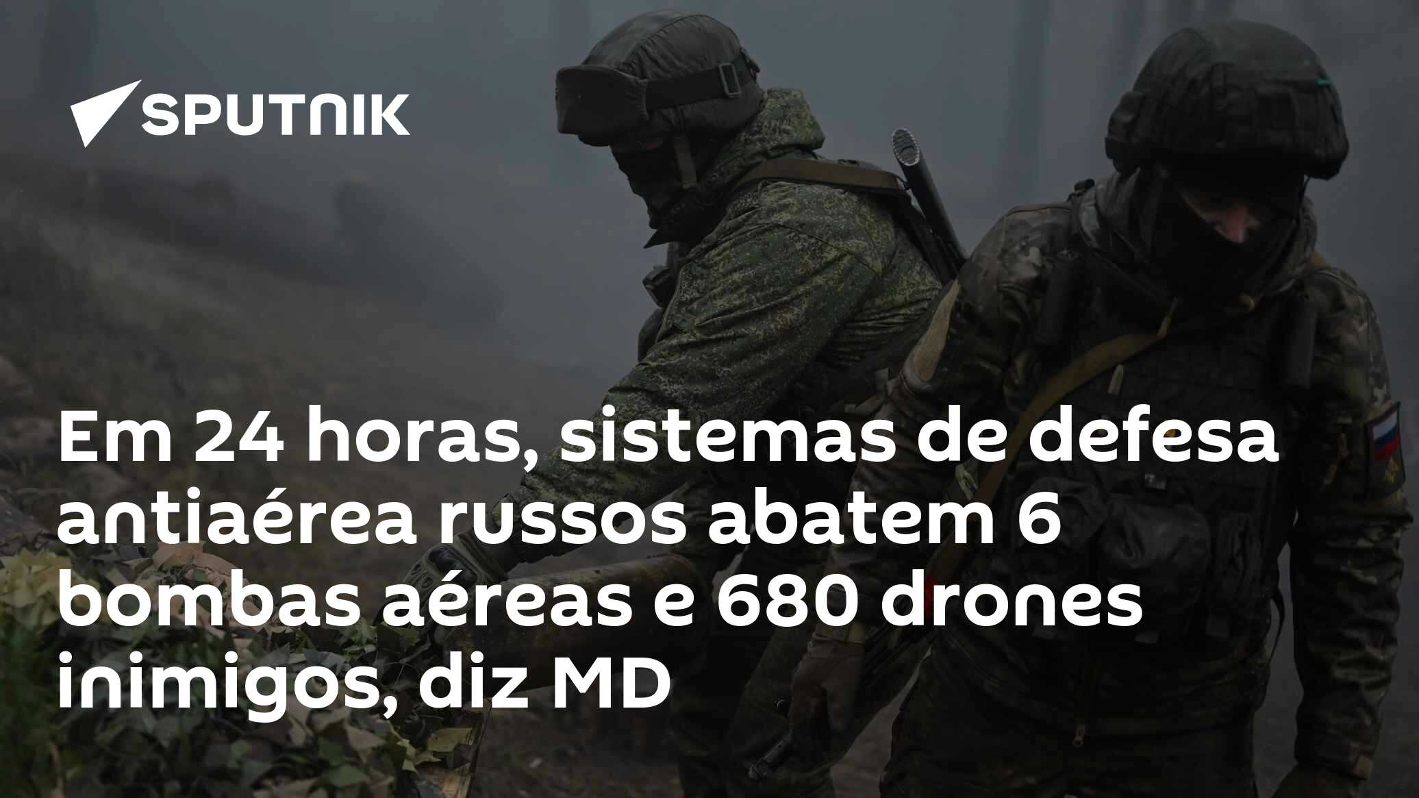 Em 24 horas, sistemas de defesa antiaérea russos abatem 6 bombas aéreas e 680 drones inimigos, diz MD