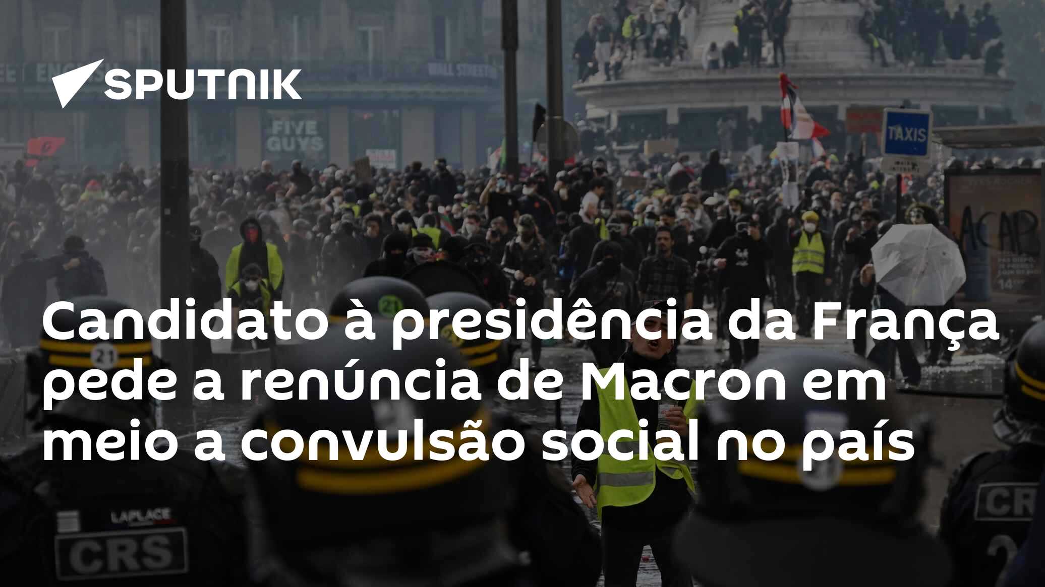 Candidato à presidência da França pede a renúncia de Macron em meio a convulsão social no país
